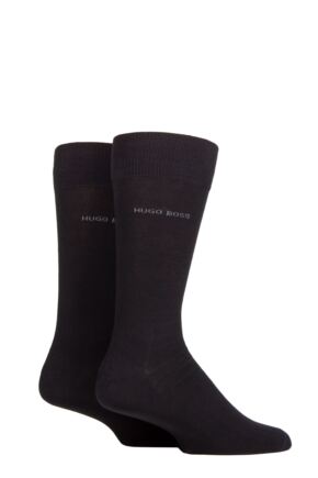 Mens 2 Pair BOSS Plain Cotton Socks