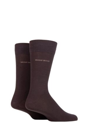 Mens 2 Pair BOSS Plain Cotton Socks Dark Brown 8.5-11 Mens