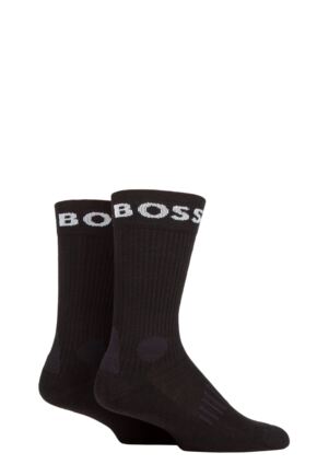 Mens 2 Pair BOSS Ribbed Cotton Sports Socks