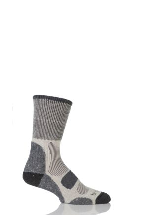 Mens 1 Pair Bridgedale Active Light Hiker Cotton and Coolmax Socks For Summer Hiking Charcoal