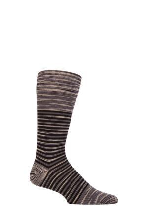 Mens 1 Pair Pantherella Aurelia Space Dye Striped Organic Cotton Socks with Comfort Cuff