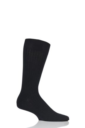 Mens 1 Pair Pantherella Fine Gauge Escorial Wool Ribbed Socks