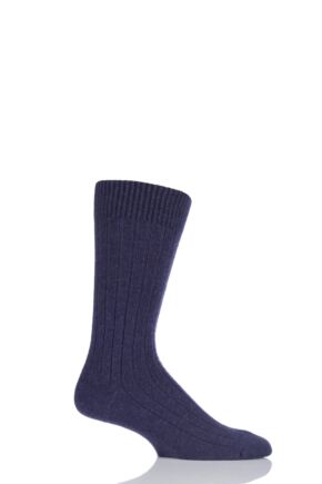 Mens 1 Pair Pantherella 85% Cashmere Rib Socks