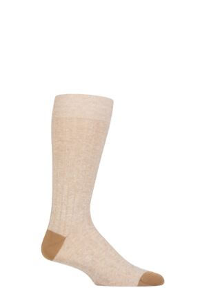 Mens 1 Pair Pantherella Hamada Cotton and Linen Blend Socks Linen 10-12 Mens