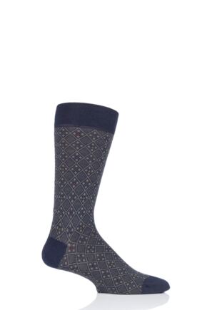 Mens 1 Pair Pantherella Daplyn Jacquard Diamond Merino Wool Socks