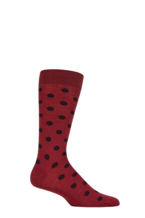 Mens 1 Pair Pantherella Helianthus Merino Wool All Overs Spots Socks Wine 7.5-9.5 Mens