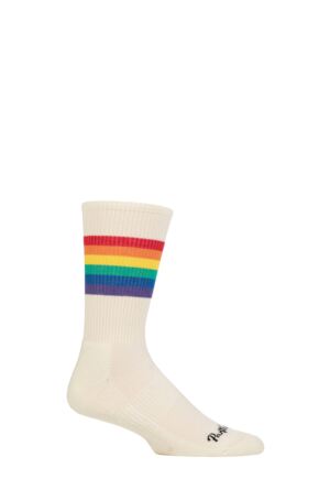 Pantherella 1 Pair Egyptian Cotton Shine Pride Cushioned Sports Socks Cream 4-7 UK