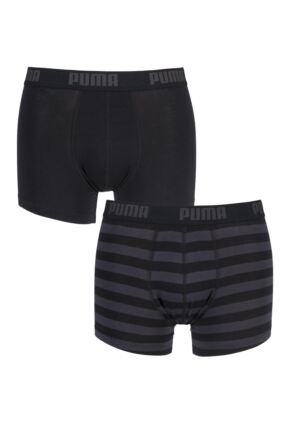 Mens 2 Pair Puma Plain and Striped Cotton Boxer Shorts
