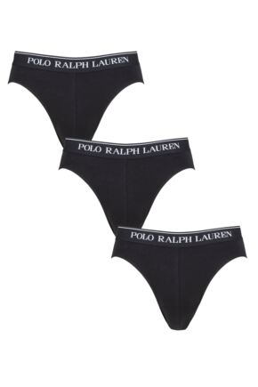Mens 3 Pack Ralph Lauren Plain Cotton Stretch Briefs