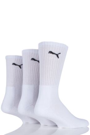 Mens and Ladies 3 Pair Puma Sports Socks White 2.5-5