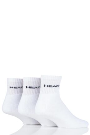 Mens and Ladies 3 Pair Head Short Crew Cushioned Sports Socks