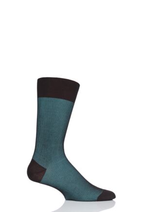 Mens 1 Pair Pantherella Santos Shadow Rib Cotton Lisle Socks