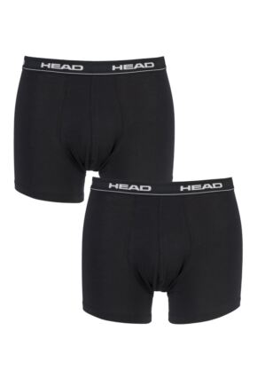 Mens 2 Pack Head Basic Cotton Boxer Shorts In Black
