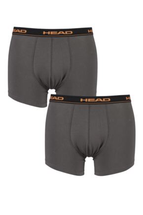 Mens 2 Pack Head Basic Cotton Boxer Shorts In Grey