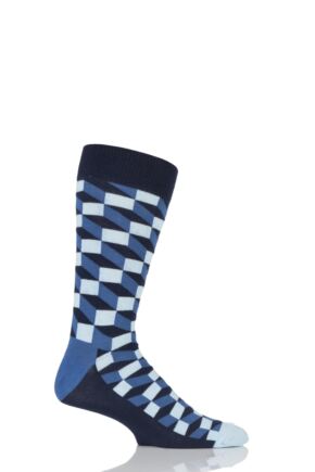 Mens and Ladies 1 Pair Happy Socks Filled Optic Combed Cotton Socks