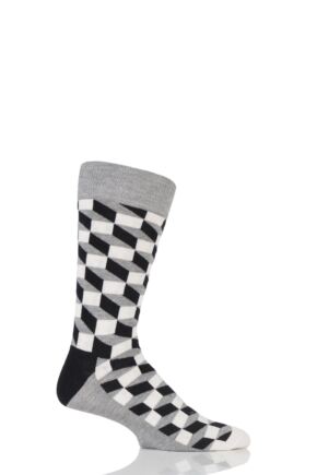 Mens and Ladies 1 Pair Happy Socks Filled Optic Combed Cotton Socks