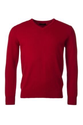 Mens Great & British Knitwear 100% Lambswool Plain V Neck Jumper Reds Orange and Yellow