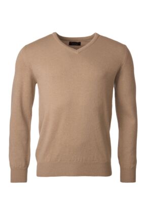 Mens Great & British Knitwear 100% Lambswool Plain V Neck Jumper Browns and Greens