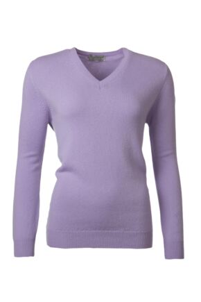 Ladies Great & British Knitwear 100% Lambswool Plain V Neck Jumper