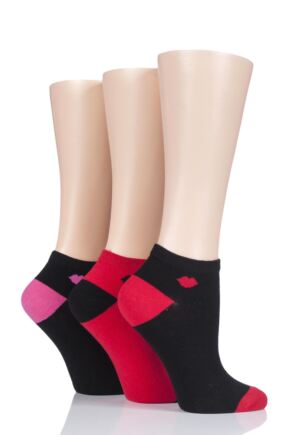 Ladies 3 Pair LuLu Guinness Kisses Cotton Trainer Socks