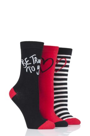 Ladies 3 Pair Lulu Guinness True To Your Cotton Socks