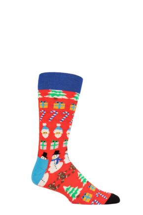 Mens and Ladies 1 Pair Happy Socks All I Want for Christmas Socks Red 4-7 Unisex