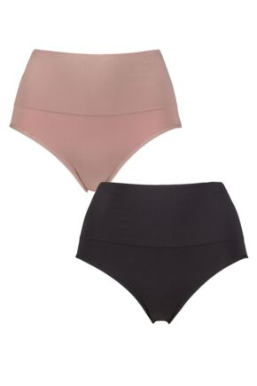 Ladies 2 Pack Ambra Seamless Smoothies Full Brief Underwear Mocca UK 10-12