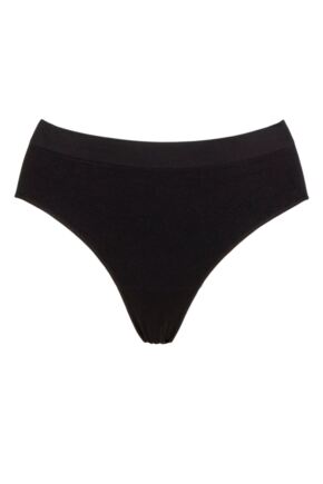 Ladies 1 Pack Ambra Bare Essentials Hi Cut Brief Underwear Black UK 10-12