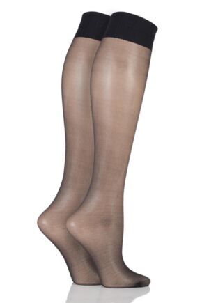 Ladies 2 Pair Aristoc 15 Denier Medium Support Knee Highs
