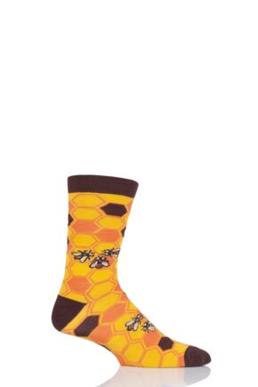 Mens and Ladies 1 Pair Shared Earth Save Our Bees Fair Trade Bamboo Socks Yellow 3-7 Ladies