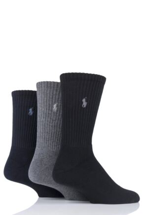 Mens 3 Pair Ralph Lauren Cotton Crew Sports Socks