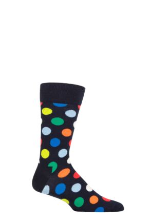 Mens and Ladies 1 Pair Happy Socks Big Dot Combed Cotton Socks