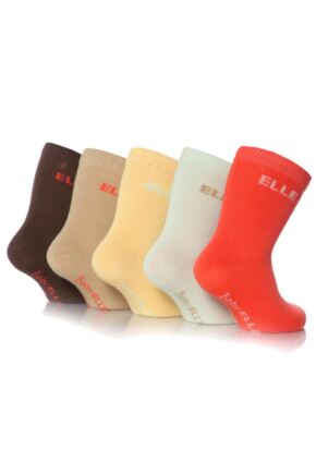 Girls 5 Pair Baby Elle Bohemian Plain Socks