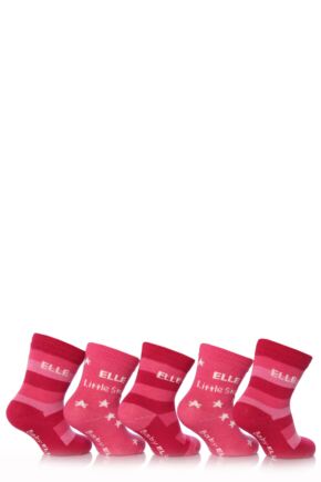 Girls 5 Pair Baby Elle Pink Stars and Stripe Socks