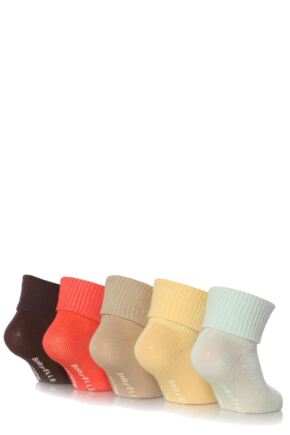 Girls 5 Pair Baby Elle Bohemian Plain Ankle Socks
