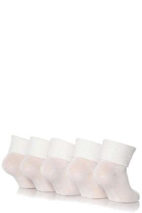 Girls 5 Pair Baby Elle White Plain Ankle Socks