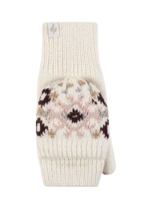 Ladies 1 Pack SOCKSHOP Heat Holders Heather Patterned Converter Mittens