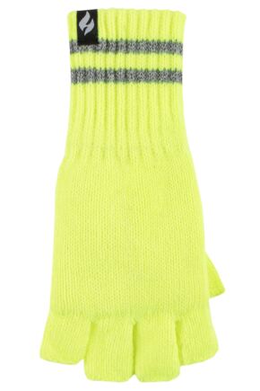 Mens 1 Pair SOCKSHOP Heat Holders 3.2 TOG Workforce Fingerless Gloves Bright Yellow One Size