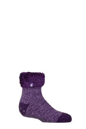Kids 1 Pair SOCKSHOP Heat Holders Plain Lounge Socks Annabelle Twist Purple 12.5-3.5
