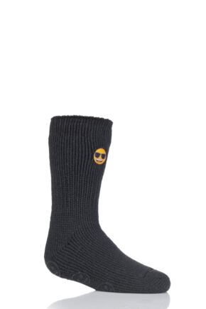 Kids 1 Pair SockShop Heat Holders Emoji Sunglasses Face Slipper Socks Charcoal 12.5-3.5 Kids