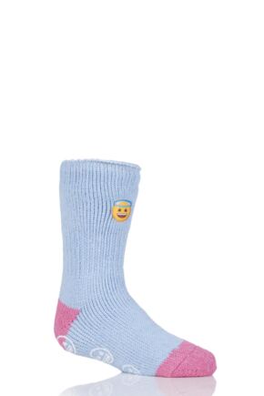 Kids 1 Pair SOCKSHOP Heat Holders Emoji Angel Face Slipper Socks Blue 9-12 Kids