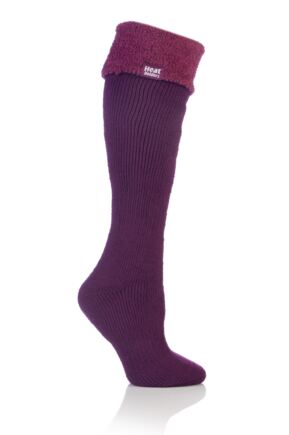 Ladies 1 Pair SOCKSHOP Wellington Boot Heat Holders Thermal Socks Deep Fuchsia 4-8 Ladies