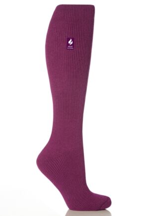 Ladies 1 Pair SockShop Long Heat Holders 2.3 TOG Thermal Socks Deep Fuchsia