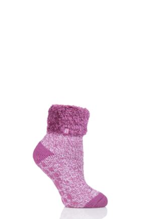 Ladies 1 Pair Heat Holders Lounge Feather Turn Over Cuff Socks