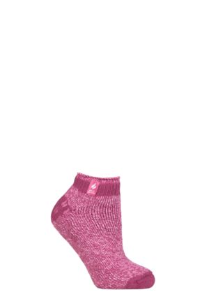 Ladies 1 Pair SOCKSHOP Heat Holders 2.3 TOG Patterned and Striped Ankle Slipper Socks Pisa Muted Pink 4-8 Ladies