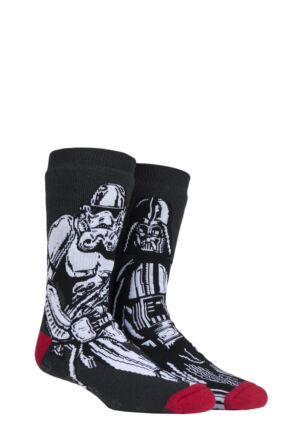 Mens 1 Pair SOCKSHOP Heat Holders Disney Star Wars 3.1 TOG Darth Vader & Stormtrooper Double Layer Slipper Socks