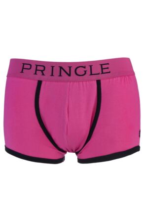 Mens 1 Pair Pringle Of Scotland Fashion Trunk With Contrast Waistband and Binding In Pink 25% OFF This Style
