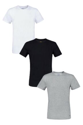 Mens 3 Pack Ralph Lauren Plain Cotton Stretch Crew Neck T-shirts