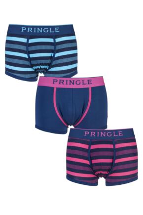Pringle Black Label Plain and Stripe Navy Cotton Boxer Shorts
