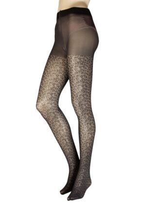 Ladies 1 Pair Charnos Animal Mesh Tights Grey S-M